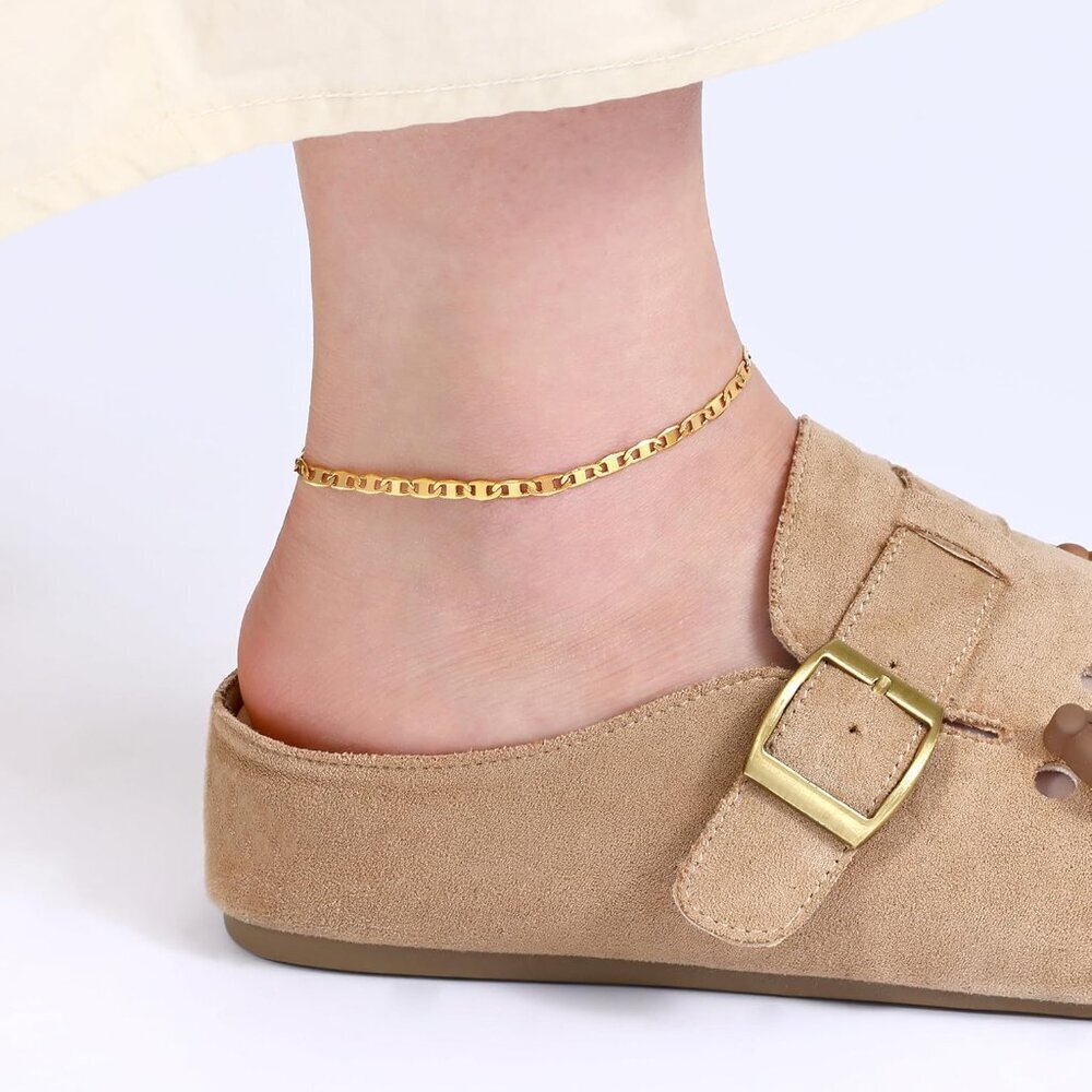 Women’s Gold Plated Copper Anklet 10 Inch Waterproof Dainty Jewelry - Picture 2 of 9
